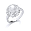 Sterling Silver Cubic Zirconia & Simulated Pearl Ring