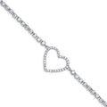 Sterling Silver Heart Cubic Zirconia Ladies Bracelet