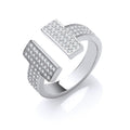 Sterling Silver T-Bar Cubic Zirconia Ring