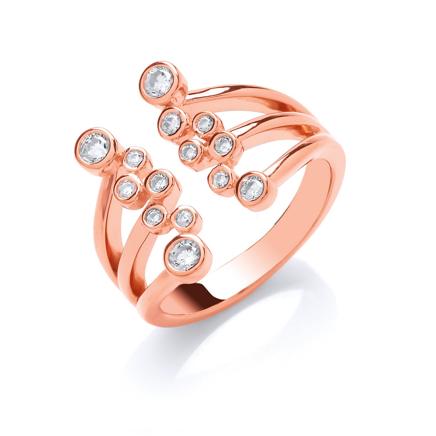 Sterling Silver Rose Gold Coated Open Top Cubic Zirconia Ring