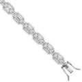 Sterling Silver Clear Cubic Zirconia Emerald Cut in a Halo Style Tennis Bracelet
