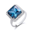 Sterling Silver Blue Colour Cubic Zirconia Cluster Ring