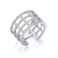 Sterling Silver Open Rectangular Designs Cubic Zirconia Ring