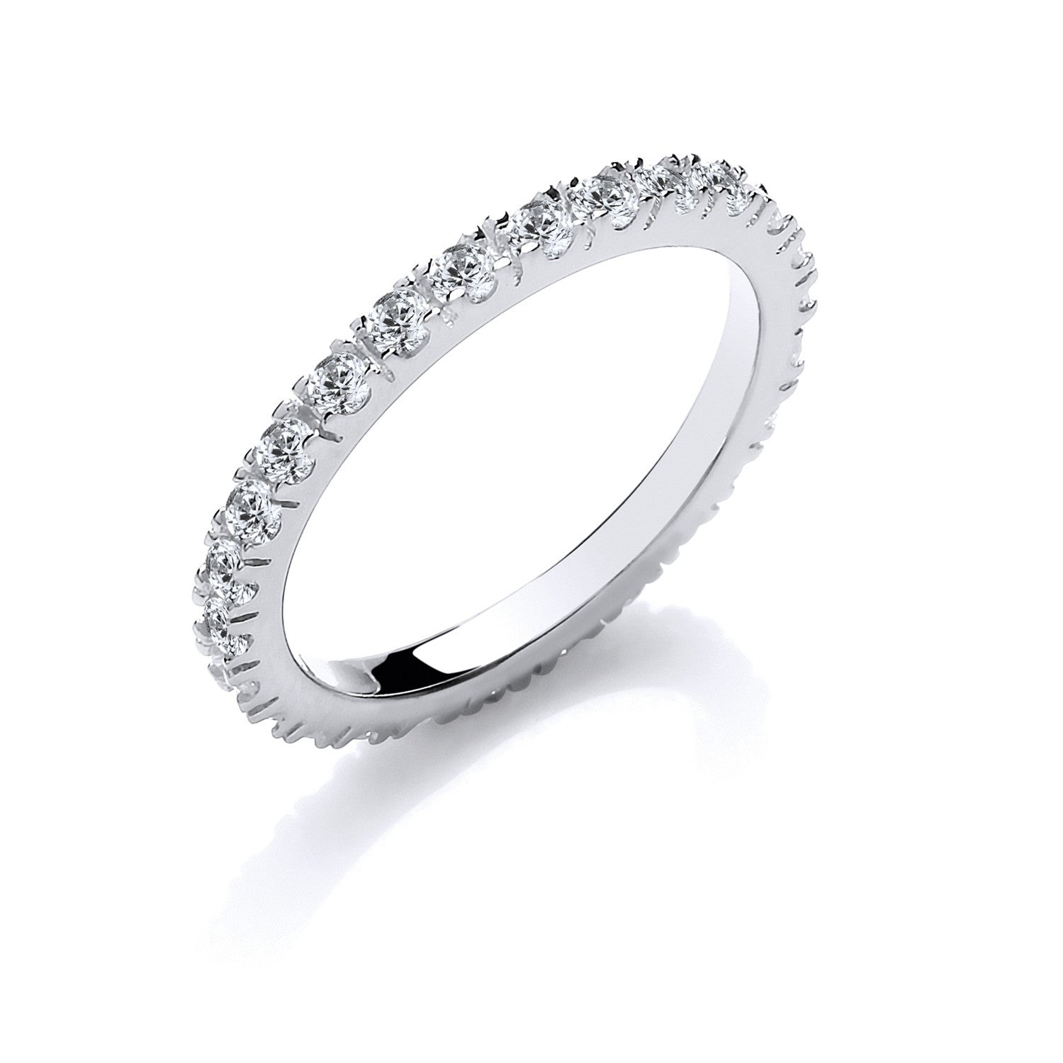 Sterling Silver Round Cubic Zirconia Full Eternity Single Row Ring