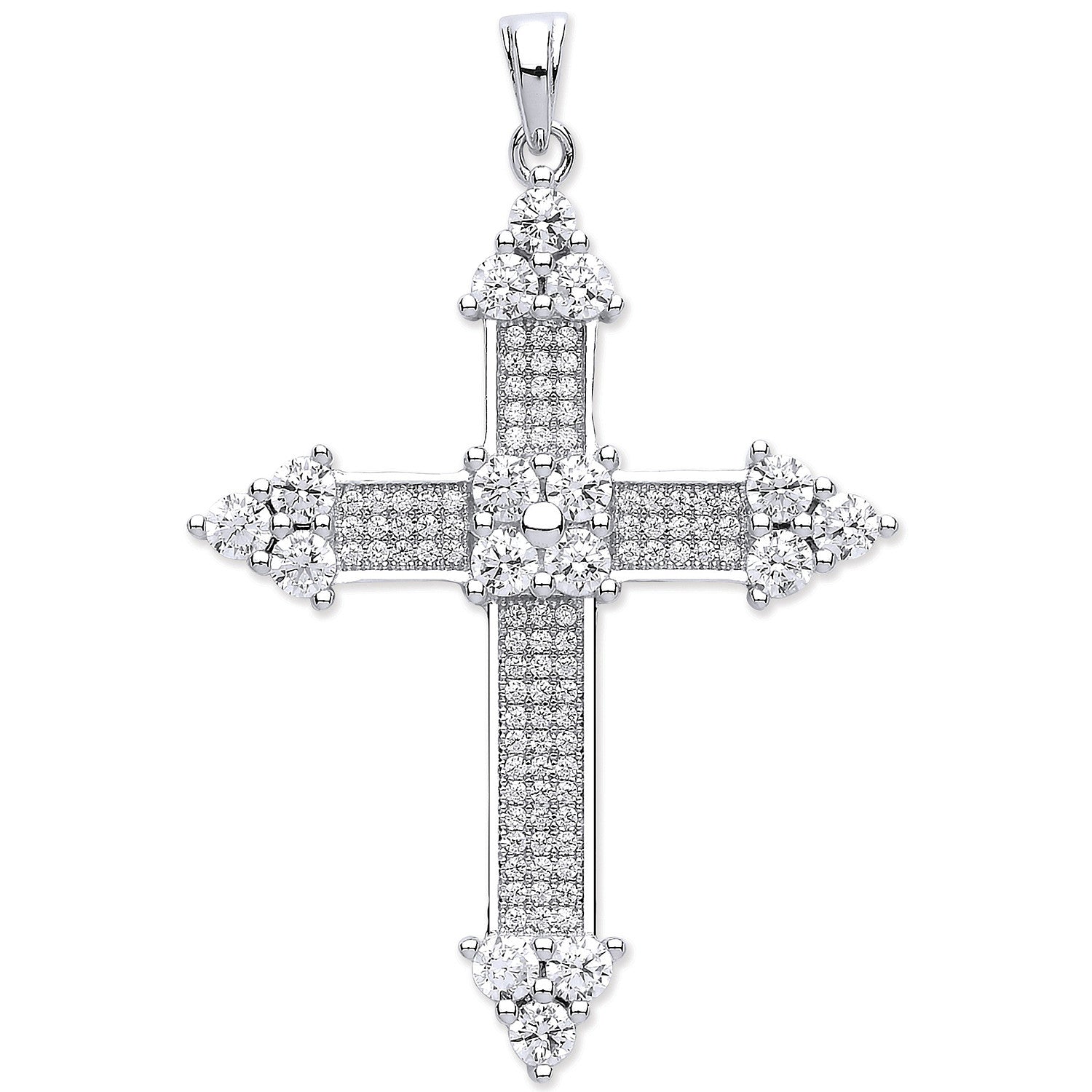 Sterling Silver Fancy Cubic Zirconia Cross