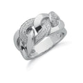 Sterling Silver Cubic Zirconia Chain Link Ring