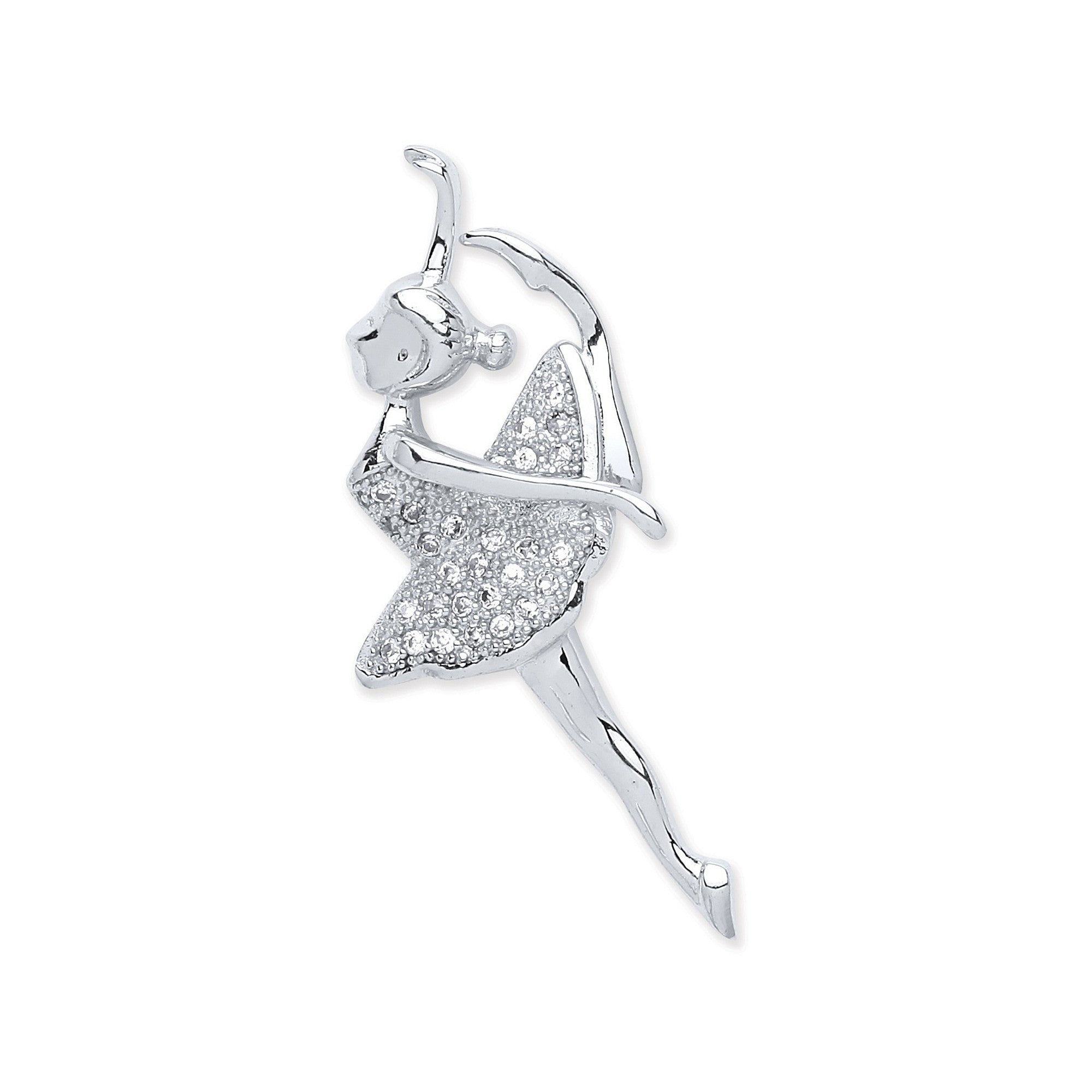 Sterling Silver Cubic Zirconia Ballerina Pendant