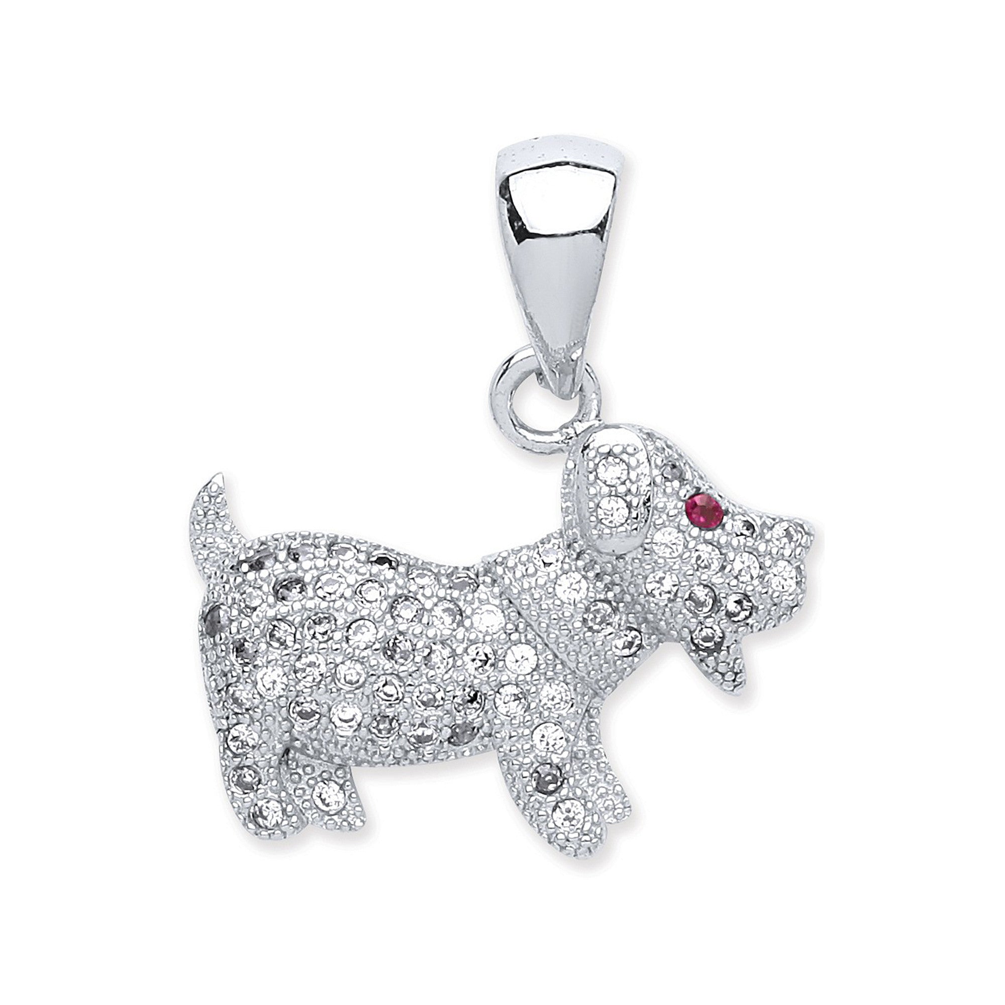 Sterling Silver Cubic Zirconia Dog Pendant