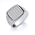 Sterling Silver Gents Square Top Cubic Zirconia Ring