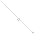 Sterling Silver Pave Cubic Zirconia Star Necklace + 1" Extender /Bracelet