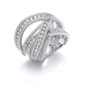 Sterling Silver Intertwined Channel & Pave Set Cubic Zirconia Ring
