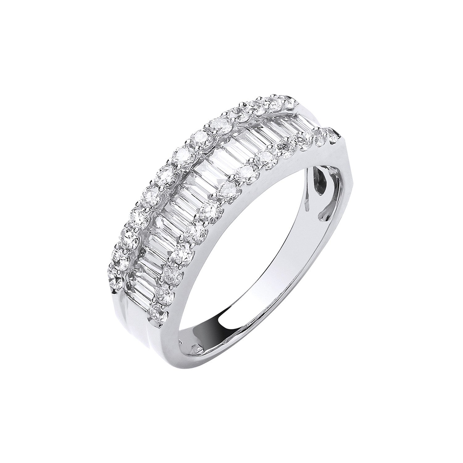18ct White Gold 1.00ct Baguette & Brilliant Cut Diamond Eternity Ring