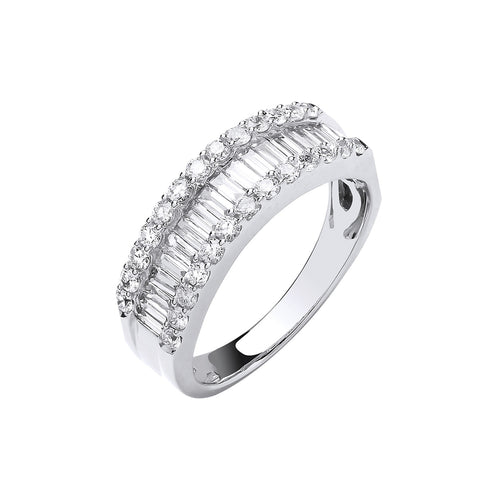 18ct White Gold 1.00ct Baguette & Brilliant Cut Diamond Eternity Ring