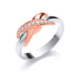 Sterling Silver Rose Gold Coated Kiss Cubic Zirconia Ring