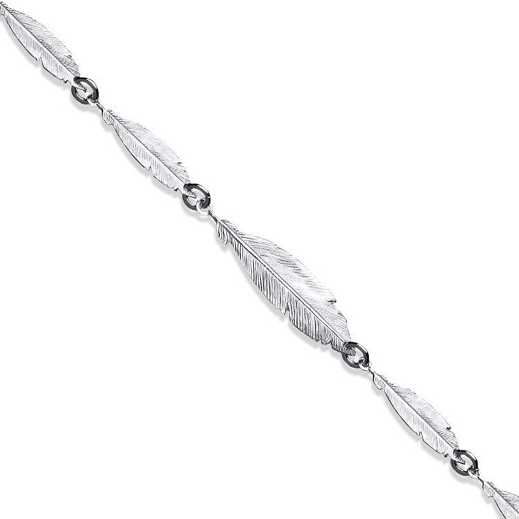 Sterling Silver Feather Ladies Bracelet