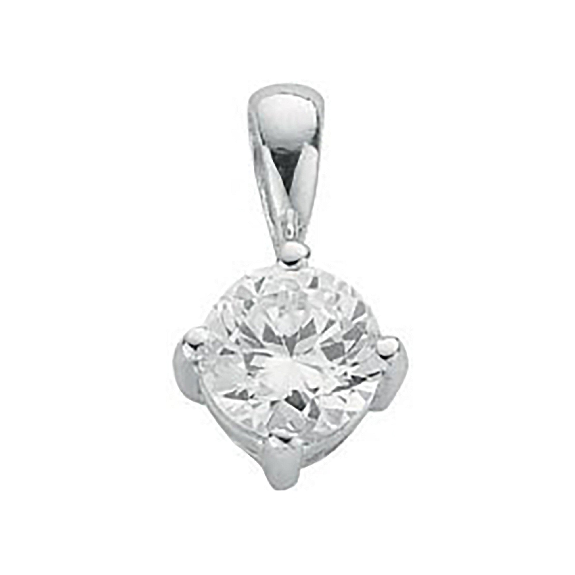 Sterling Silver Claw Set Cubic Zirconia Single Stone Pendant