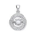 Sterling Silver Cubic Zirconia Swirl Pendant with Hanging Shimering Cubic Zirconia