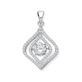 Sterling Silver Cubic Zirconia Pendant with Hanging Shimering Clear Cubic Zirconia
