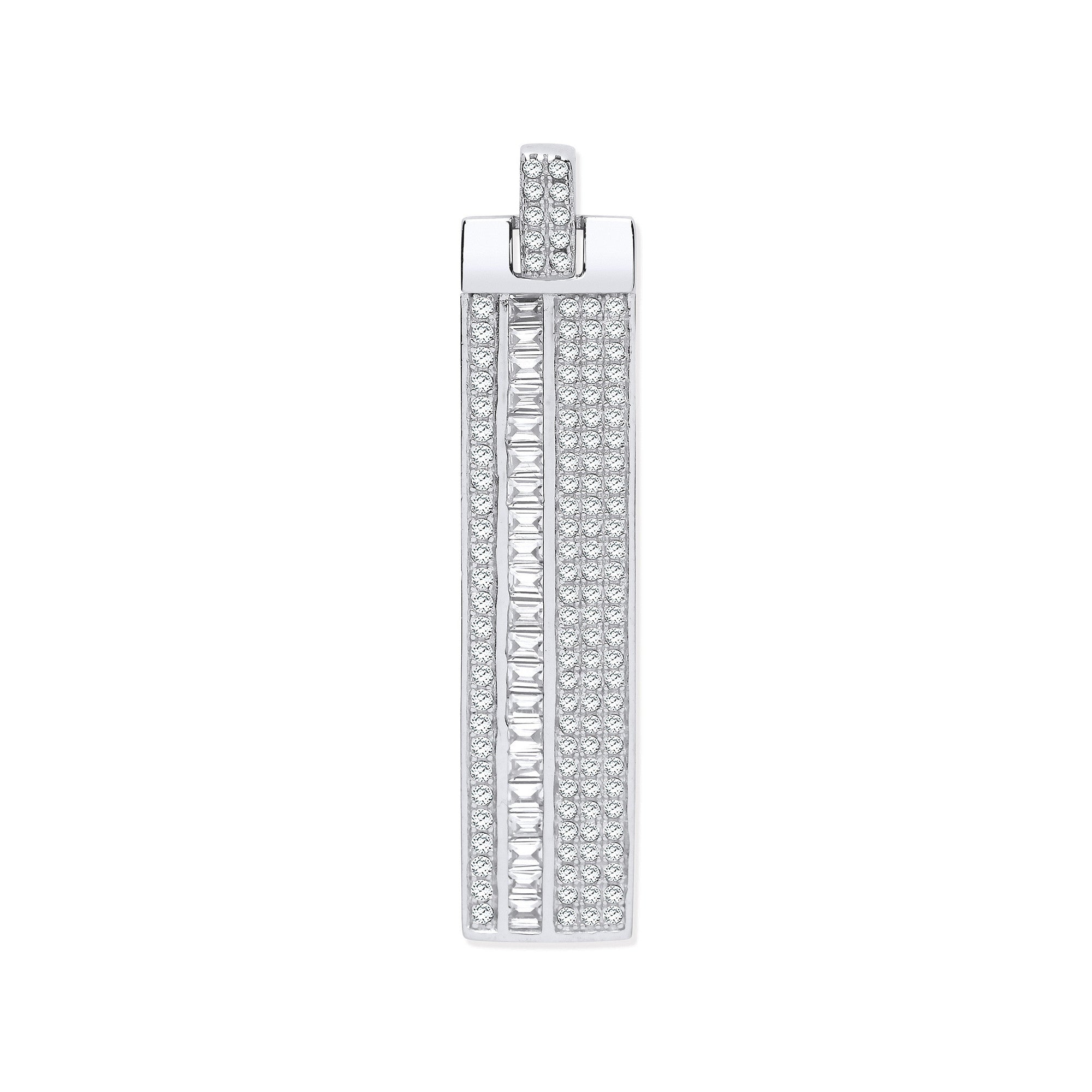 Sterling Silver Cubic Zirconia Tag Pendant