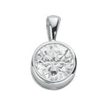 Sterling Silver Rubover Set Cubic Zirconia Single Stone Pendant