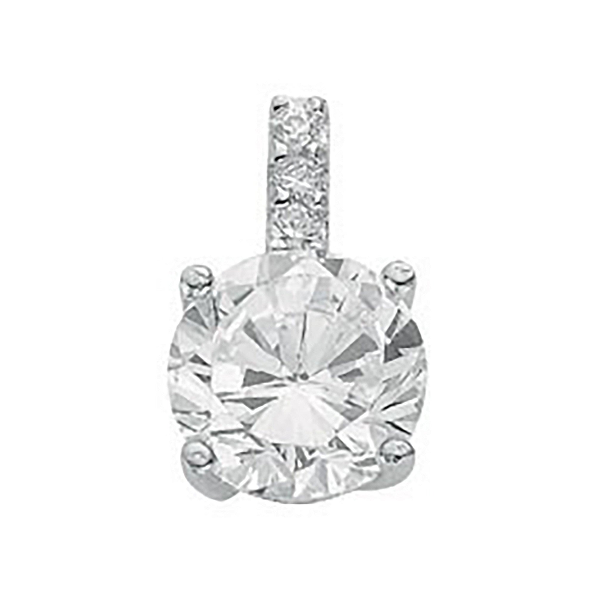 Sterling Silver Claw Set Cubic Zirconia Single Stone Pendant