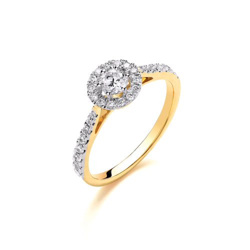 18ct Yellow Gold Halo Style 0.50ctw Diamond Ring