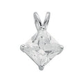Sterling Silver Claw Set Princess Cut Cubic Zirconia Pendant