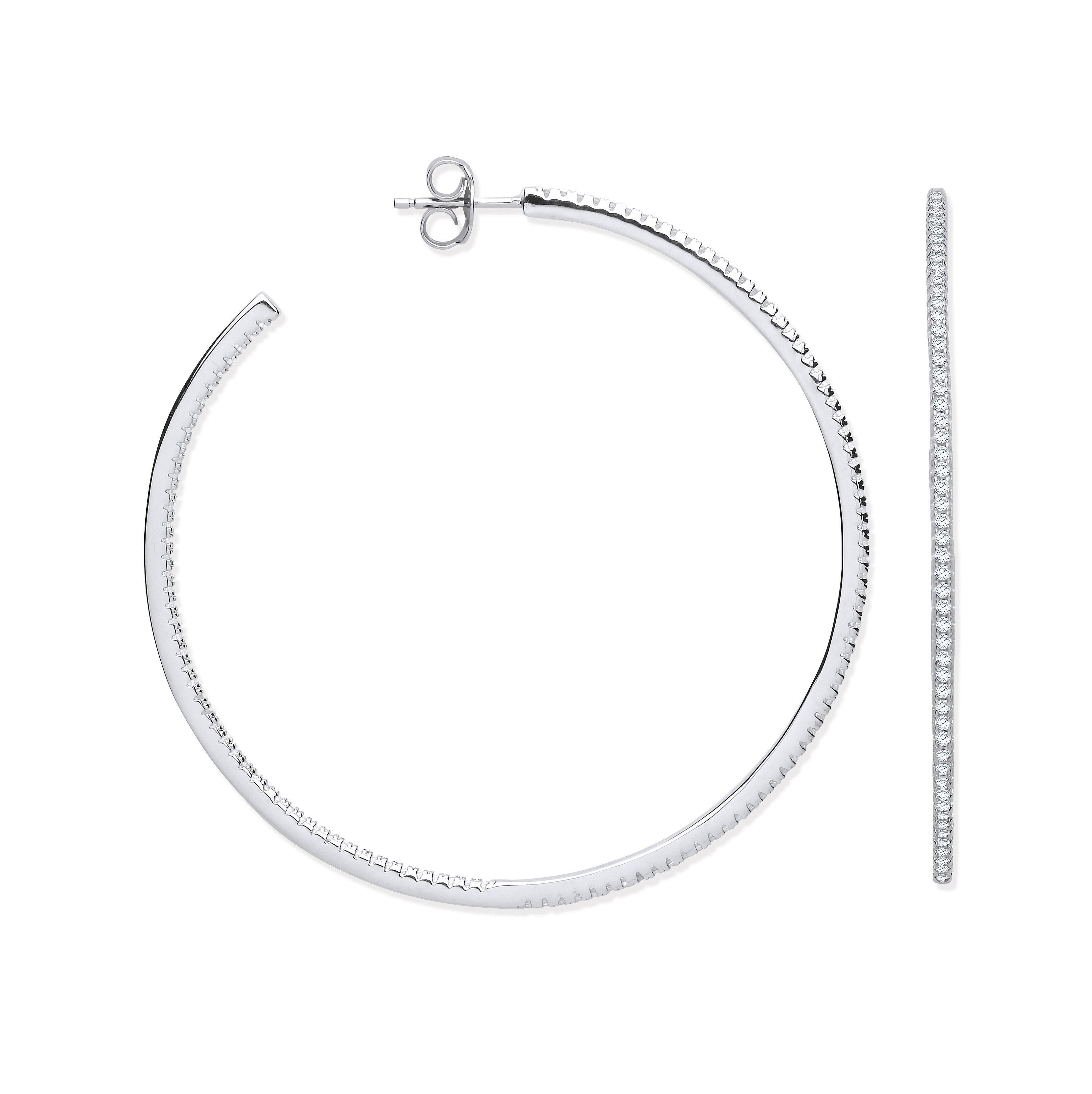 Sterling Silver Cubic Zirconia Large Hoop Earrings