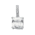 Sterling Silver Claw Set Princess Cut Cubic Zirconia Single Stone Pendant