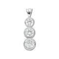 Sterling Silver Rubover Set Cubic Zirconia Trilogy Drop Pendant