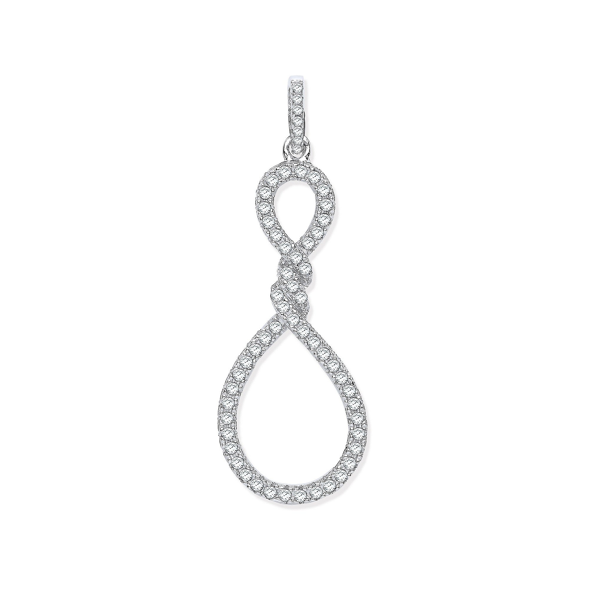 Sterling Silver Teardrop Twist Cubic Zirconia Pendant
