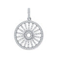 Sterling Silver Circle with Burst Lines Cubic Zirconia Pendant