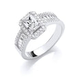 Sterling Silver Half Eternity, Emerald Centre Cubic Zirconia Ring