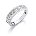 Sterling Silver Princess Cut & Round Cubic Zirconias Half Eternity Ring