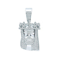 Sterling Silver Cubic Zirconia Pendant Jesus with Crown