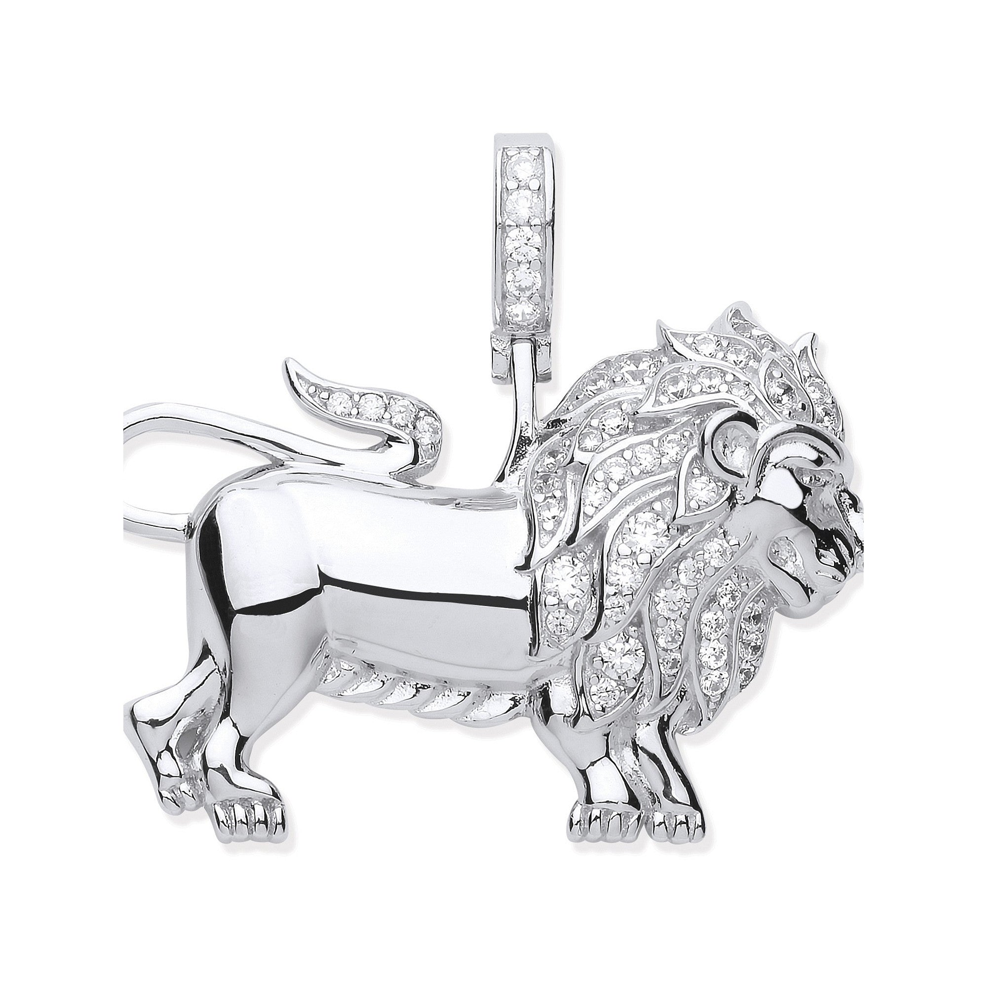 Sterling Silver Cubic Zirconia Lion Pendant
