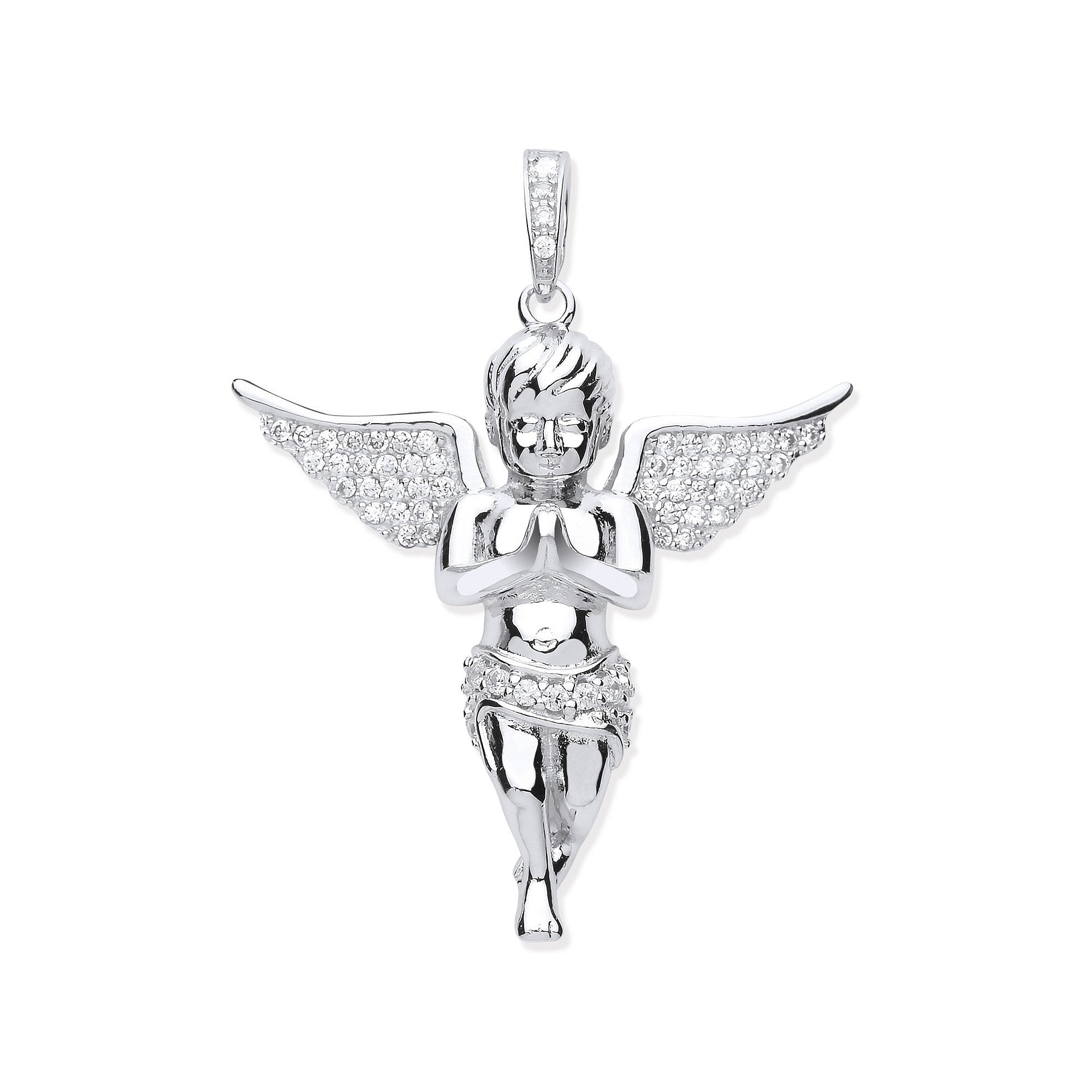 Sterling Silver Cubic Zirconia Angel Pendant