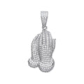 Sterling Silver Cubic Zirconia Praying Hands Pendant