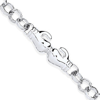 Sterling Silver Baby Boxing Gloves Belcher Bracelet