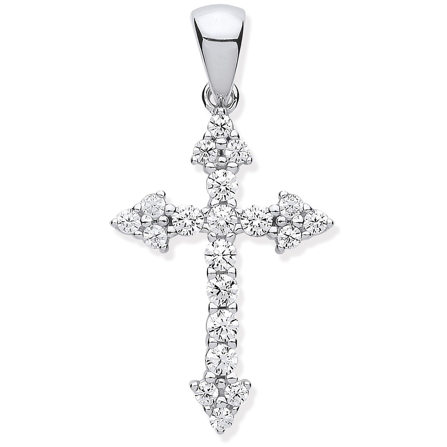 Sterling Silver Small Cubic Zirconia Fancy Cross