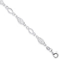 Sterling Silver Filigree & Plain Links Ladies Bracelet