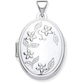 Sterling Silver Engraved Flower Oval Locket