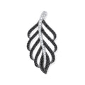 Sterling Silver Black & Clear Cubic Zirconia Leaf Drop Pendant