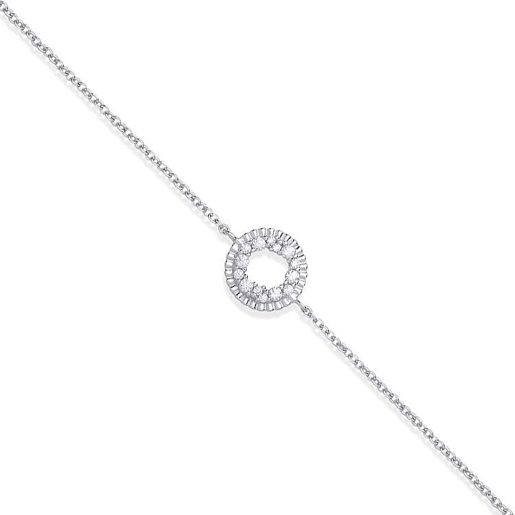 Sterling Silver Cubic Zirconia Circle of Life Ladies Bracelet