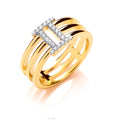 Sterling Silver with 14ct Yellow Gold Plated Cubic Zirconia Three Band Ring