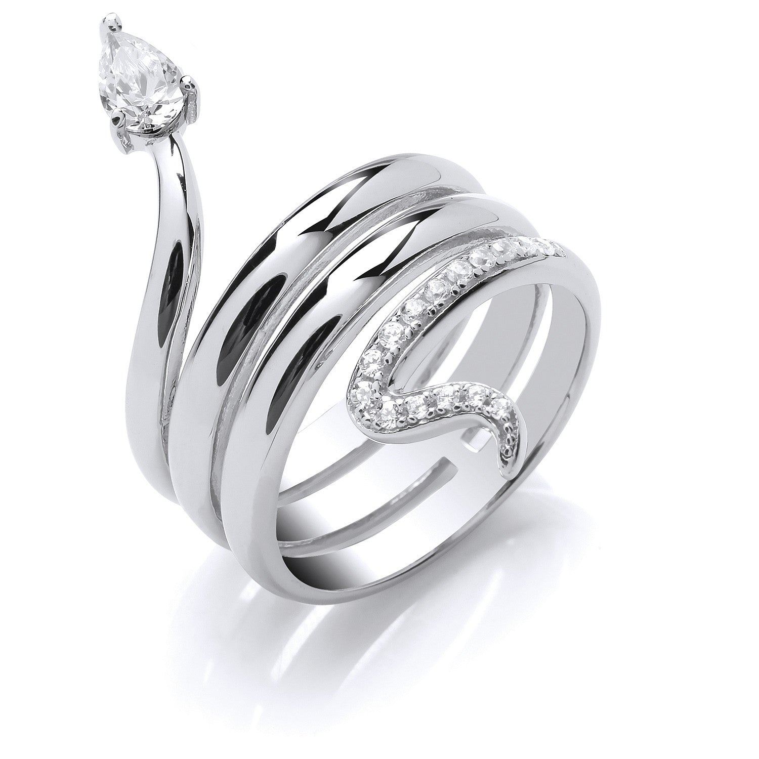 Sterling Silver Snake Cubic Zirconia Ring