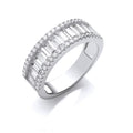 Sterling Silver Half Eternity Baguettes & Round Cubic Zirconia Ring