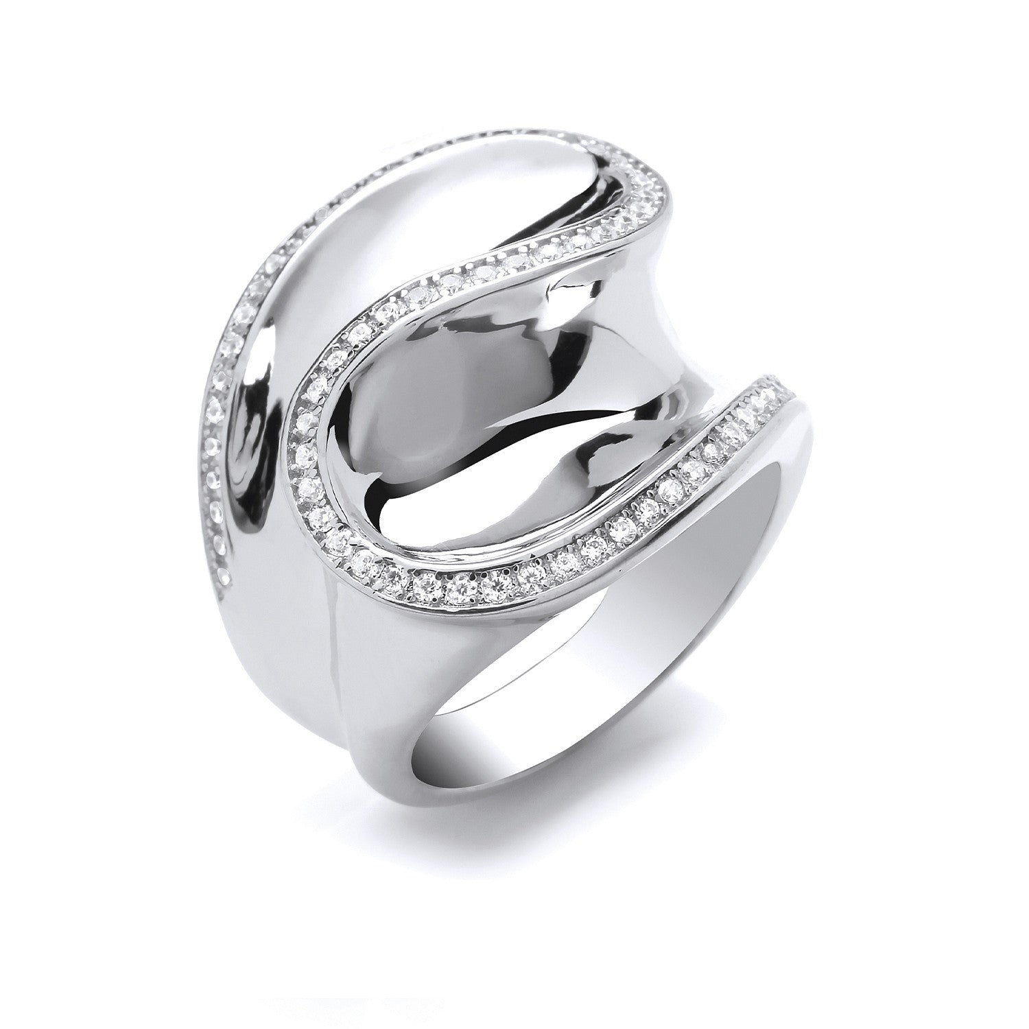 Sterling Silver Cubic Zirconia Frill Ring