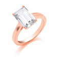 Sterling Silver Rose Gold Plated Emerald Cut Solitaire Ring