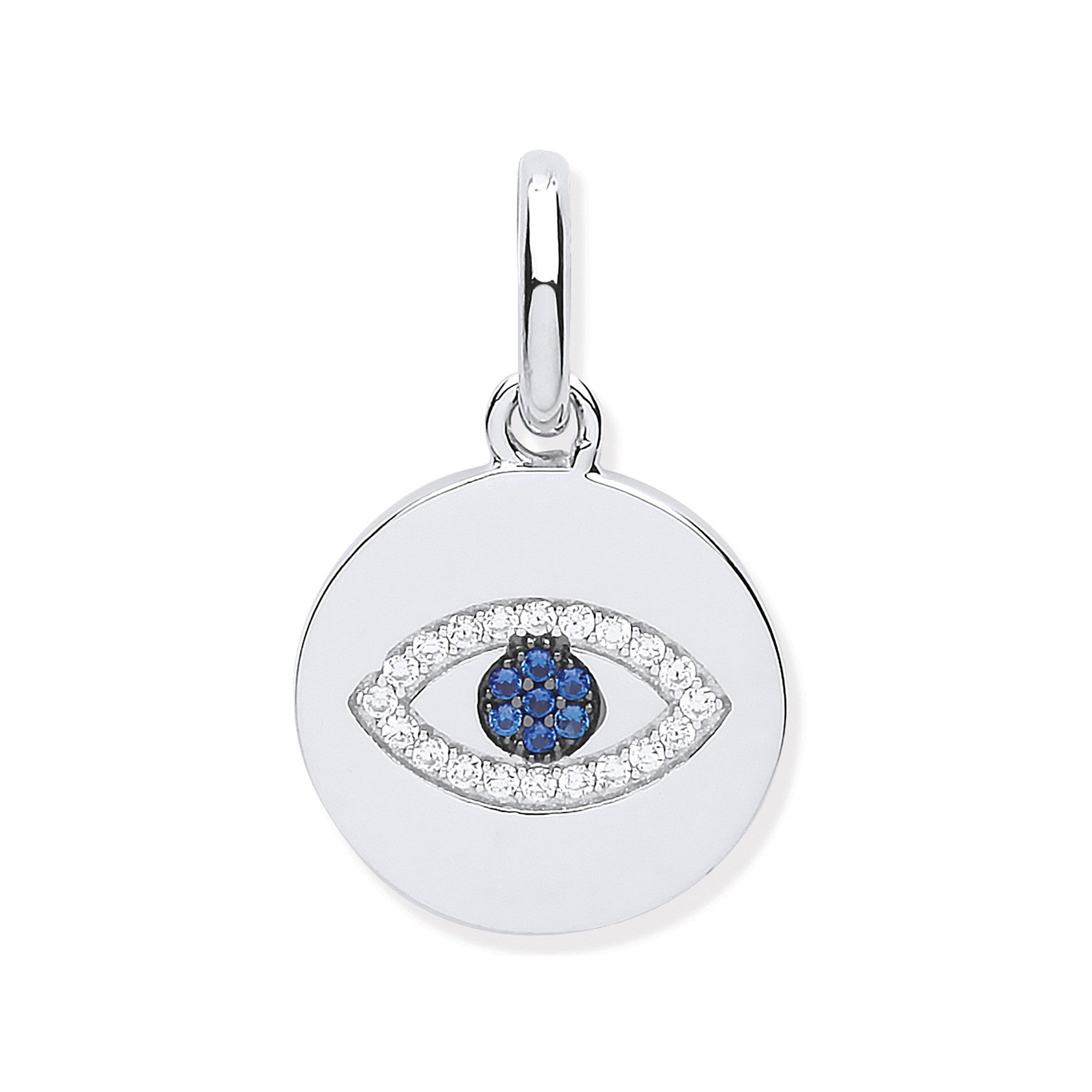 Sterling Silver Evil Eye Cubic Zirconia Drop Pendant